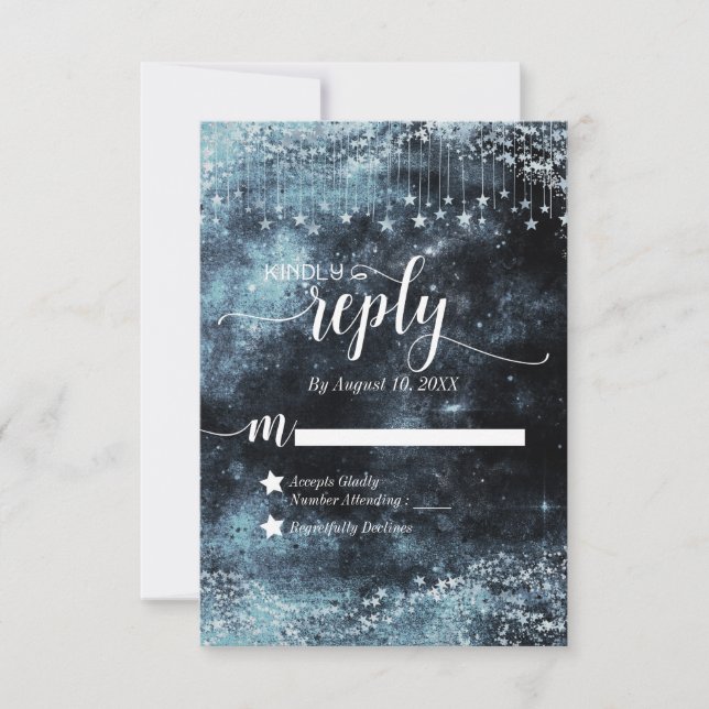 Aquarelle étoilée Galaxy Mariage Réponse RSVP (Devant)