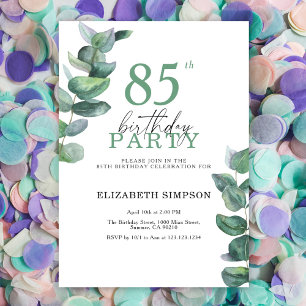 Aquarelle eucalyptus 85ème anniversaire Invitation