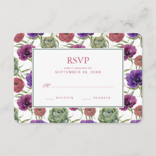 Aquarelle Eucalyptus & Anémones - Mariage RSVP
