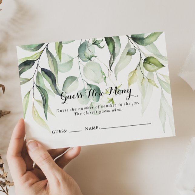 Aquarelle Eucalyptus Devinez Combien De Carte De J (Créateur téléchargé)