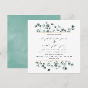 Aquarelle Eucalyptus Faire-part de mariage géométr