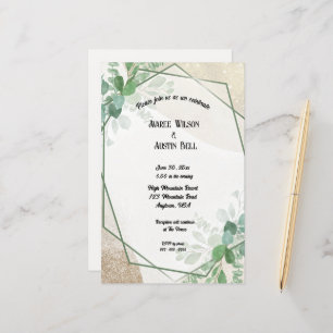 Aquarelle Eucalyptus Feuilles dans cadre Or