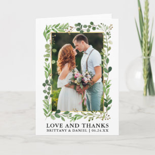 Aquarelle Eucalyptus Gold Love Merci plié