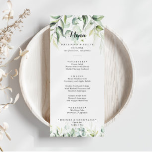 Aquarelle Eucalyptus Green Dinner Menu