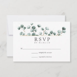 Aquarelle Eucalyptus Mariage géométrique RSVP