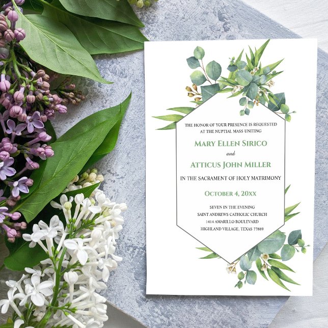 Aquarelle Eucalyptus Masse Nuptiale Invitation (Créateur téléchargé)