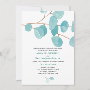 Aquarelle Eucalyptus Masse Nuptiale Invitation