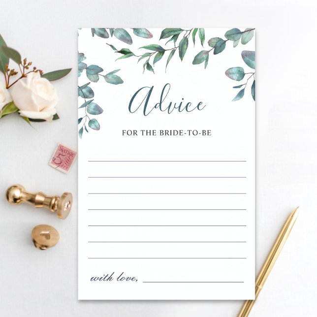 Aquarelle Eucalyptus Vert Carte conseil simple (Créateur téléchargé)