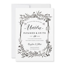 Aquarelle Faire-part de mariage bois - Union