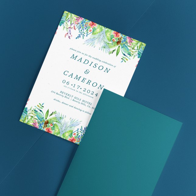 Aquarelle Faire-part de mariage de fleurs tropical (Créateur téléchargé)