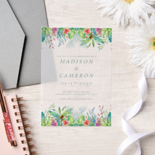 Aquarelle Faire-part de mariage de fleurs tropical
