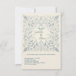 Aquarelle faire-part de mariage Floral bleu