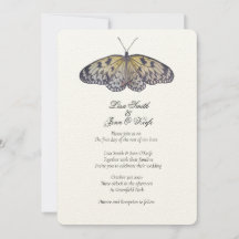 Aquarelle Faire-part de mariage papillon ivoire