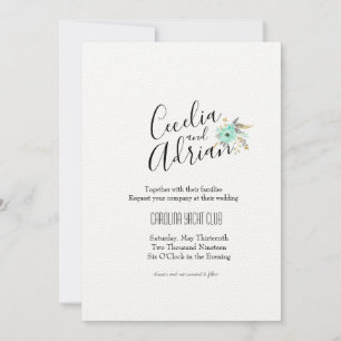 Aquarelle Faire-part de mariage Turquoise botaniqu