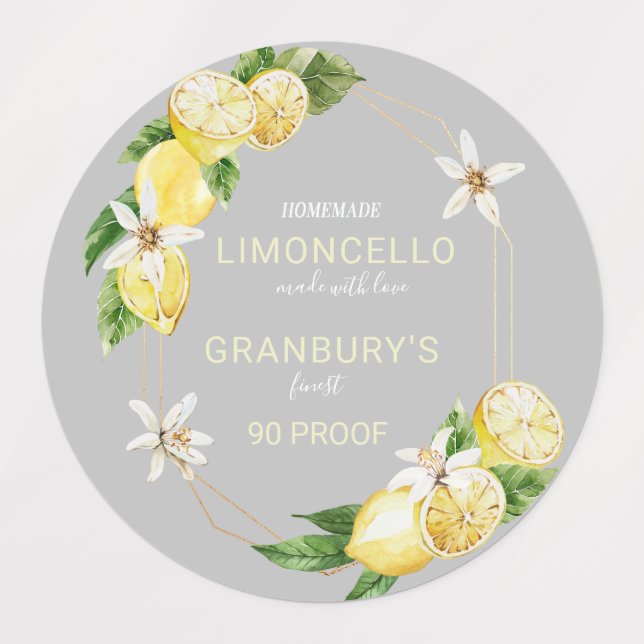 Aquarelle fait maison Limoncello Étiquettes de la  (Design 1)