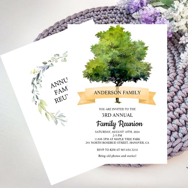 Aquarelle Family Tree Reunion Invitation (Créateur téléchargé)