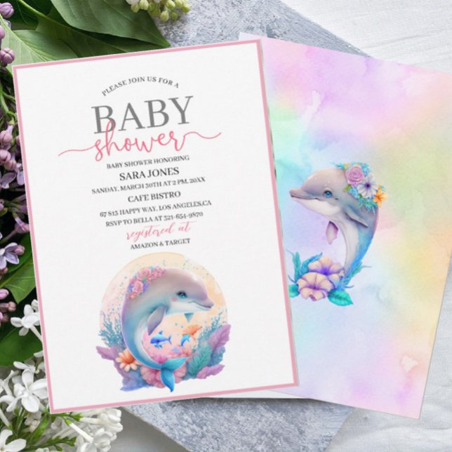 Aquarelle fcute dauphin baby shower Invitation (Créateur téléchargé)