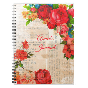 Aquarelle féminine Jardin Fleurs Journal