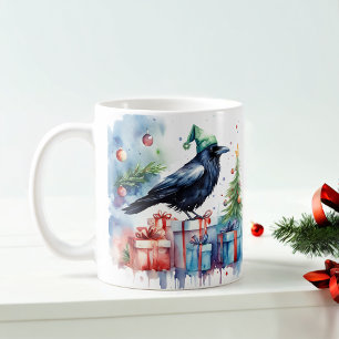 Aquarelle Festif Corneille de Noël Mug