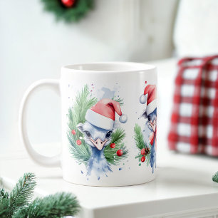 Aquarelle Festive Ostriches de Noël Mug