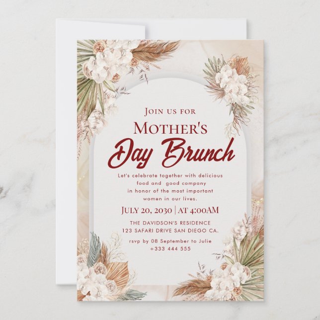 Aquarelle Fête des Mères Brunch Invitations (Devant)