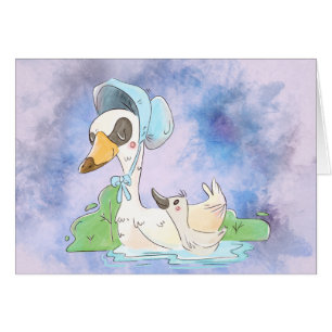 Aquarelle Fête des mères et des bébés oies