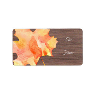 Aquarelle Feuille d'automne Thanksgiving étiquette