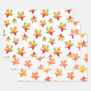Aquarelle Feuille d'érable Motifs Enveloppement 3