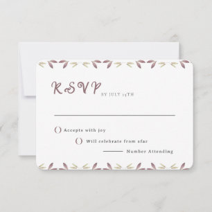 Aquarelle Feuilles Automne Ligne Mariage Carte RSV