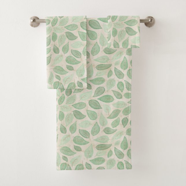 Aquarelle Feuilles en vert et beige (En situation)