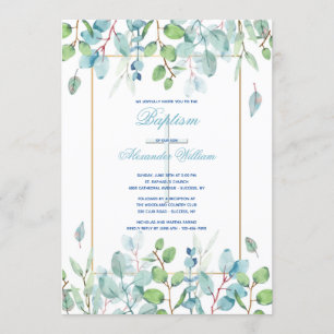 Aquarelle Feuilles Invitation religieuse