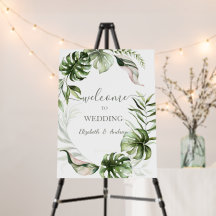 Aquarelle Feuilles Tropicales Végétation Mariage