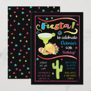 Aquarelle Fiesta mexicaine Invitation d'anniversai