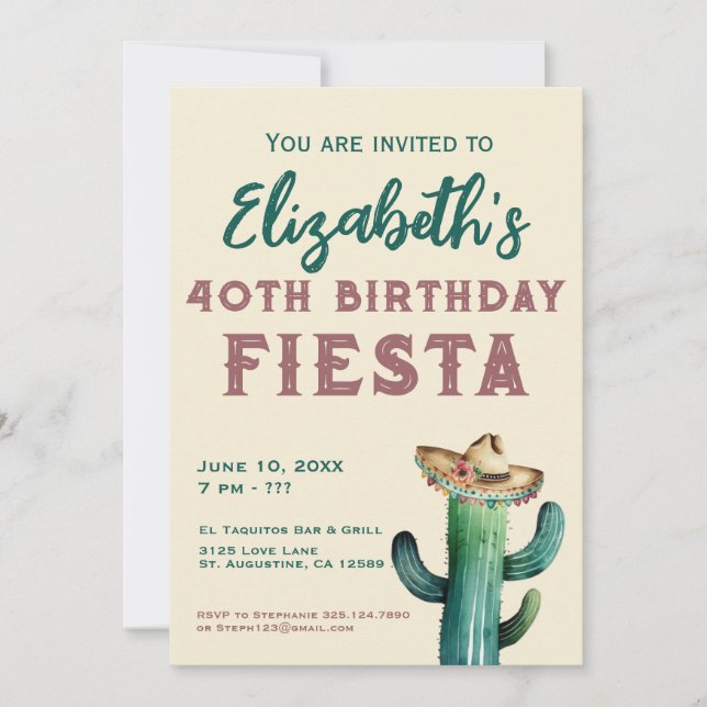 Aquarelle Fiesta mexicaine Invitation d'anniversai (Devant)