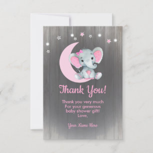 Aquarelle fille éléphant Carte de remerciements ro