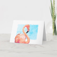 Aquarelle Flamant rose rose blanc salutation
