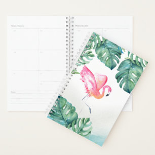 Aquarelle Flamant rose rose tropicale