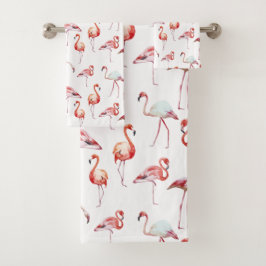 Aquarelle Flamant rose rose tropicale
