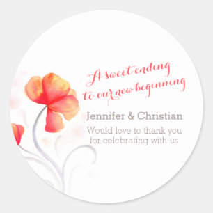 Aquarelle fleur orange mariage bonbons autocollant