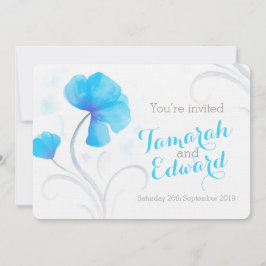 Aquarelle fleur sauvage bleu gris invitation de ma