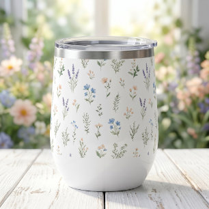Aquarelle Fleur Sauvage Bleu Lavande Boho Cottage