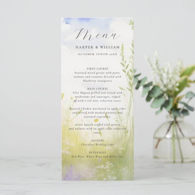 Aquarelle fleur sauvage des nuages de prairie menu (Debout devant)