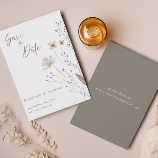 Aquarelle fleur sauvage | Enregistrer La Carte Dat (Créateur téléchargé)