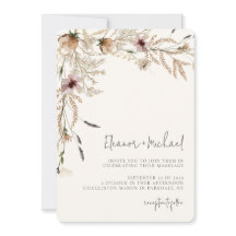 Aquarelle Fleur sauvage Faire-part de mariage beig