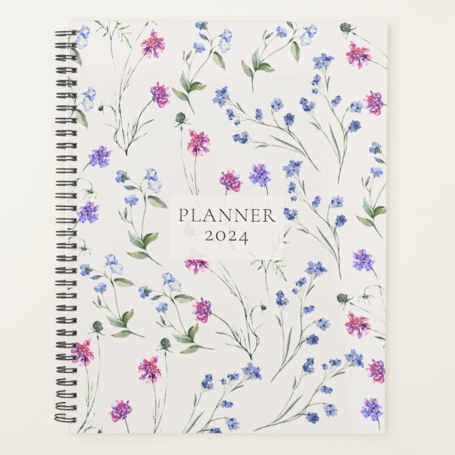 Aquarelle Fleur sauvage Floral Motif Planificateur (Devant)