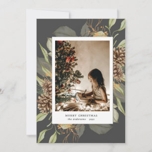 aquarelle fleurie merveille Noël carte photo