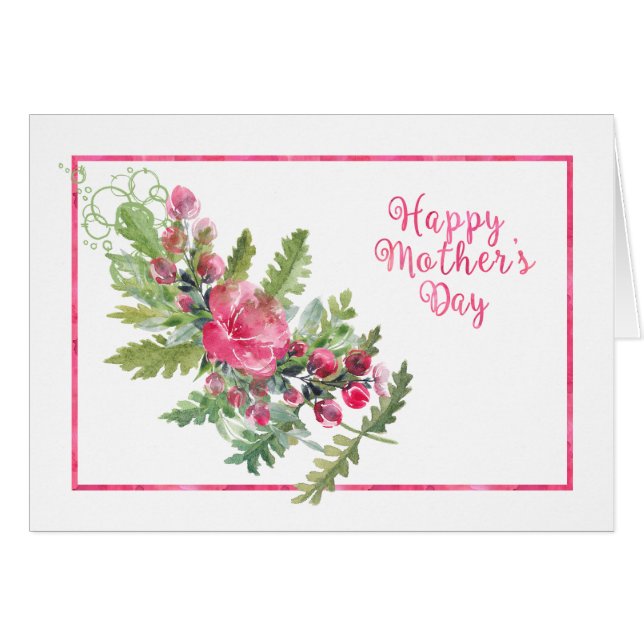 Aquarelle fleurit et bourre la carte de fête des m (Devant horizontal)
