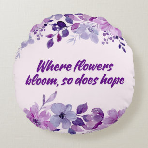 Aquarelle Fleurit Et Espère Coussin Rond