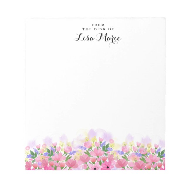 Aquarelle Fleurs 01A Bloc-notes personnalisé (Devant)