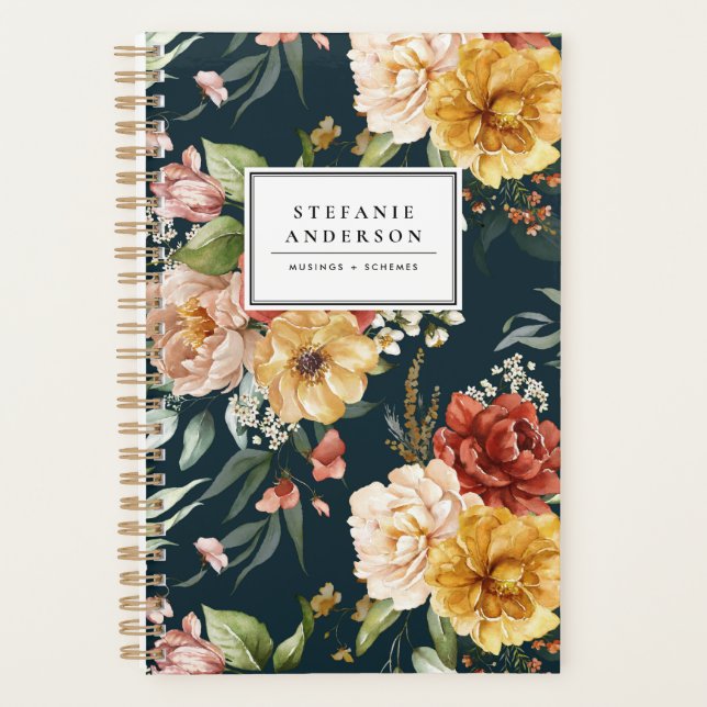 Aquarelle Fleurs d'automne et Motif de verdure (Devant)
